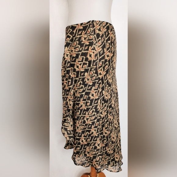 LAUREN SILK WOOL FAUX WRAP SKIRT - Picture 3 of 11